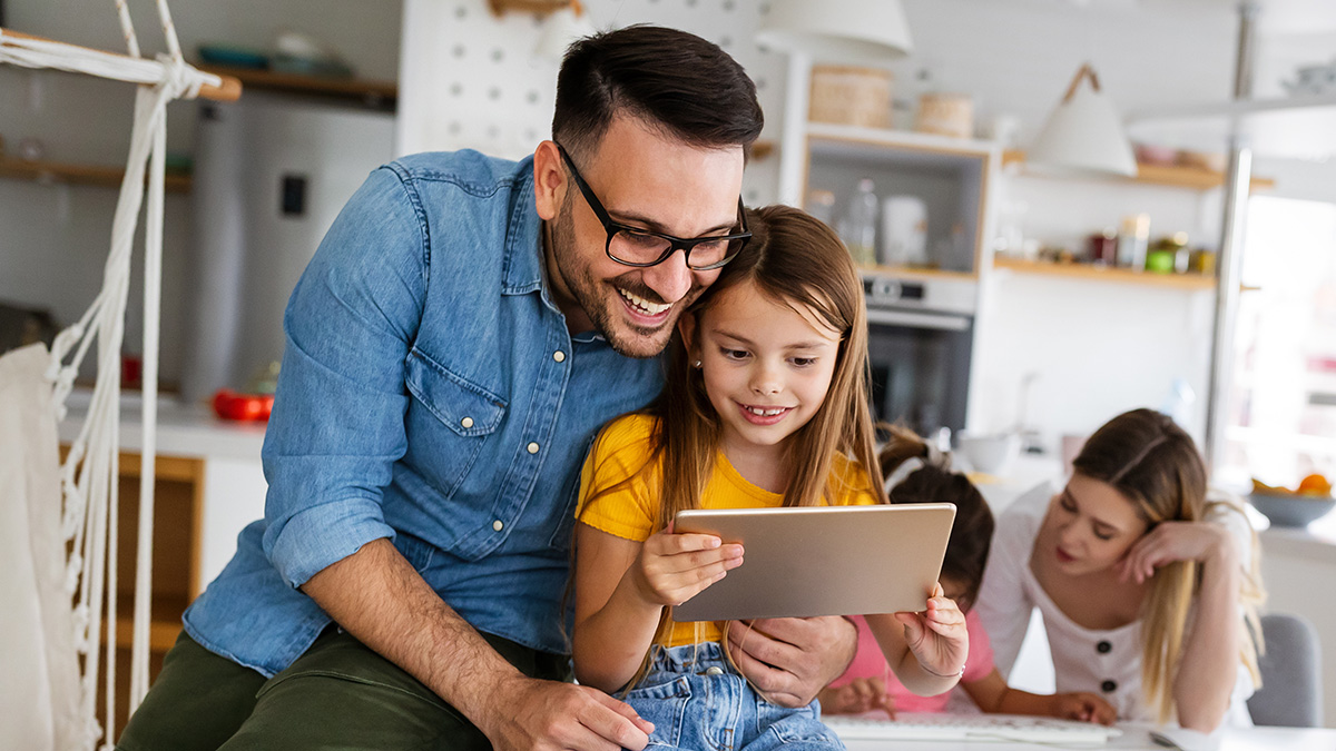 Parents and children with devices