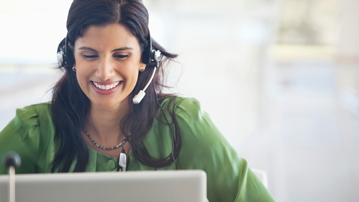 woman with headset