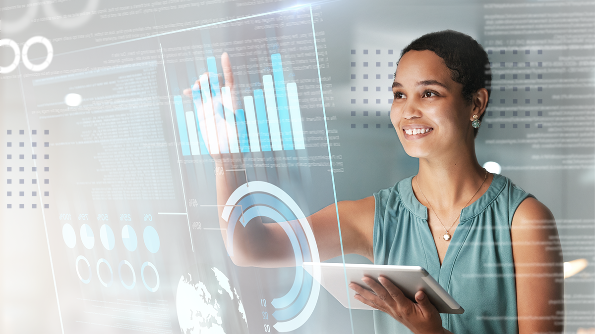 A woman monitoring broadband network performance