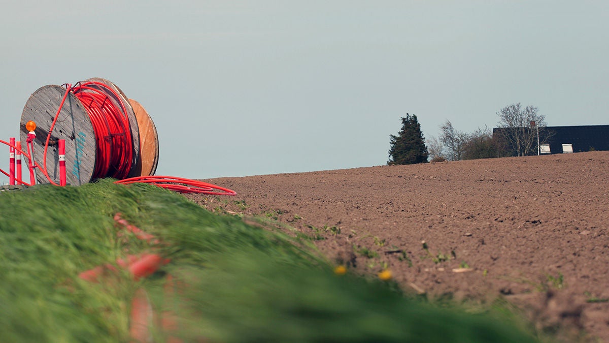 Farmland with fiber cables