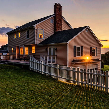 house at sunset