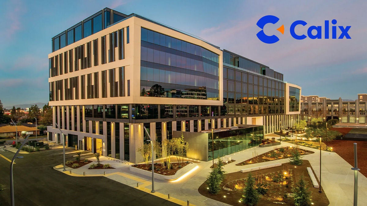Calix headquarters in San Jose, California with logo Calix headquarters in San Jose, California with logo
