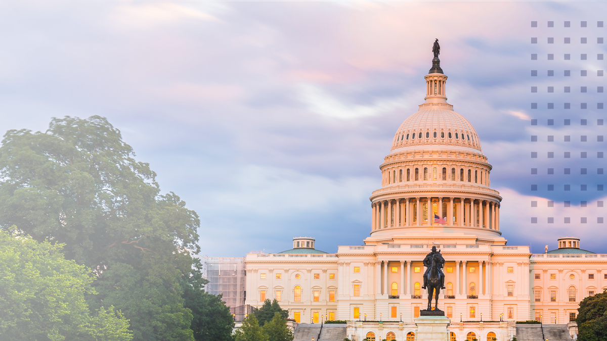 A close up of the US capitol building