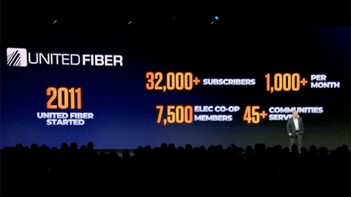 United Fiber on stage screen