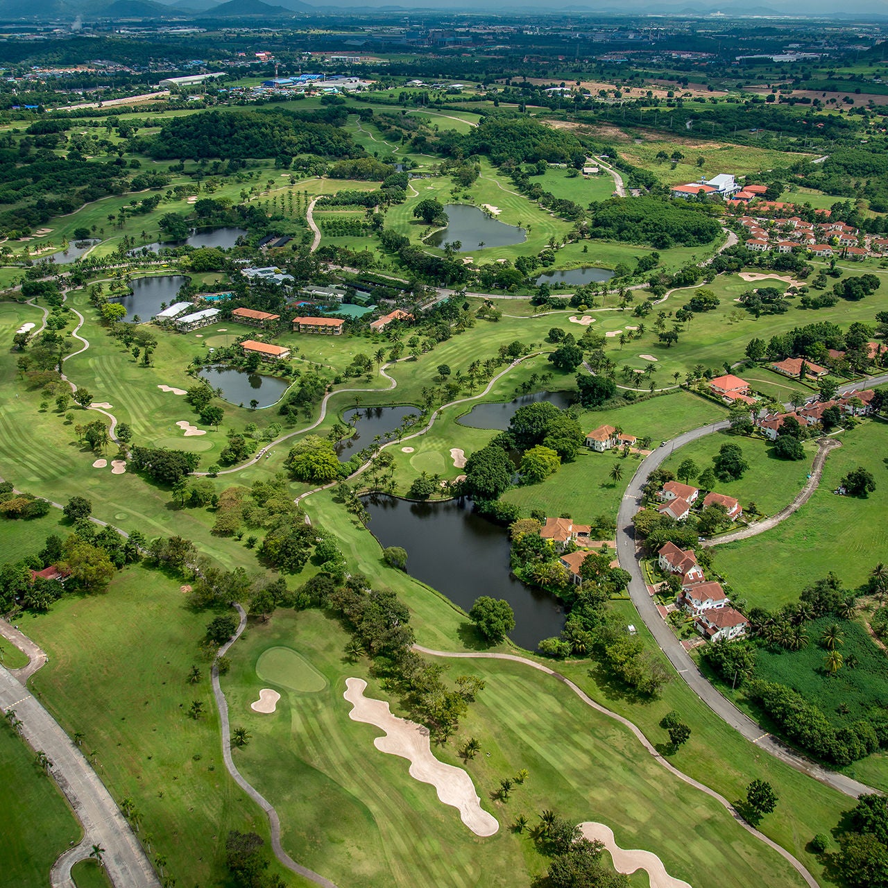 Golf course club aerial photography in Thailand
