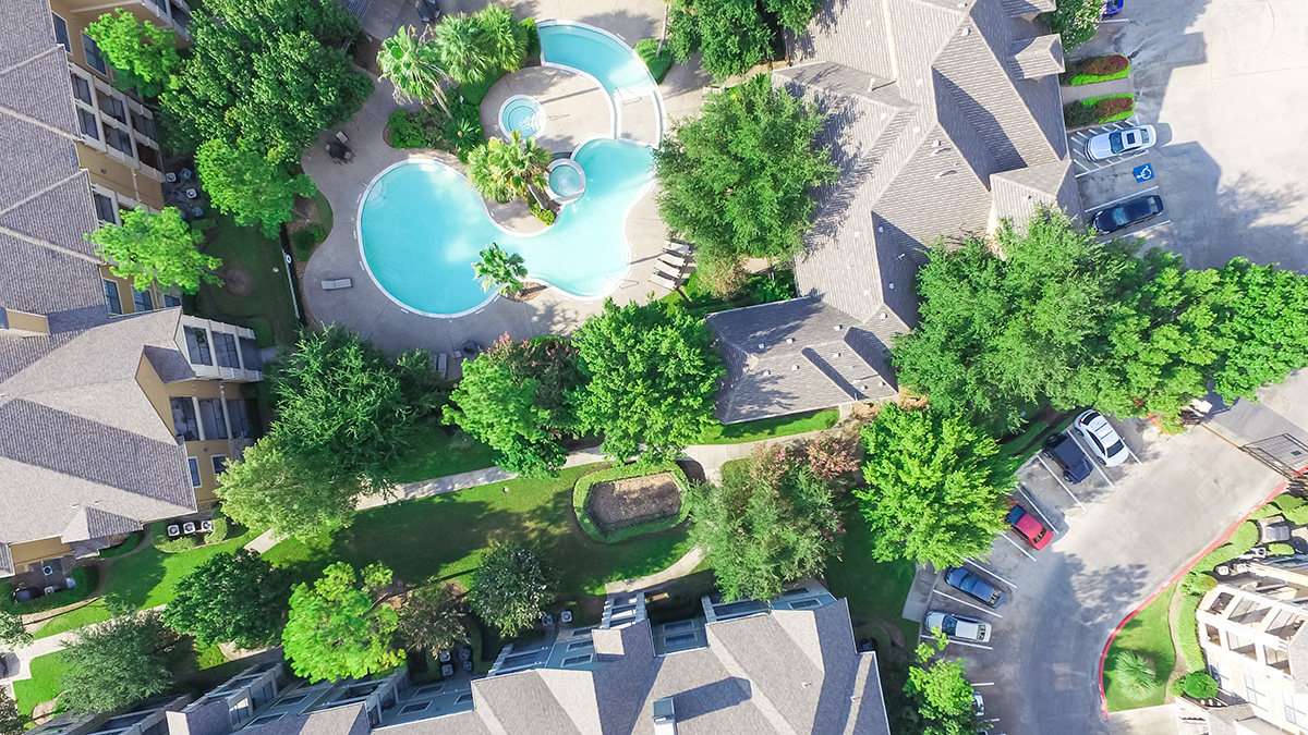 Aerial view of apartment complex